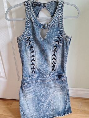 Blackraven Women's Acid Wash Blue Denim Dress
